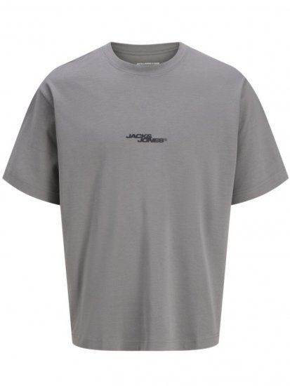 Jack & Jones Summer Sago Print Crew Neck T-Shirt Gray Flannel - Tričká - Nadrozmerné tričká - 2XL-14XL