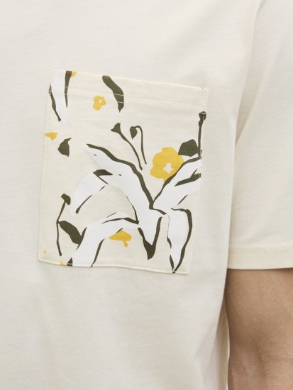  Jack & Jones Tavira Aop Pocket Crew Neck T-Shirt Antique White - Tričká - Nadrozmerné tričká - 2XL-14XL