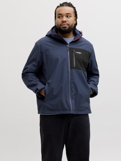 Jack & Jones North softshell bunda tmavomodrá - Bundy - Bundy Nadmerné Veľkosti 2XL-8XL