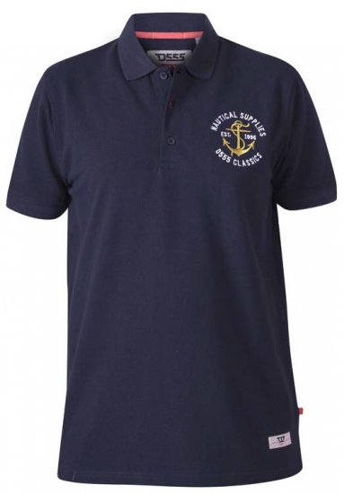 D555 Jefferson Short Sleeve Pique Polo Navy - Polokošele - Polokošele 2XL-8XL