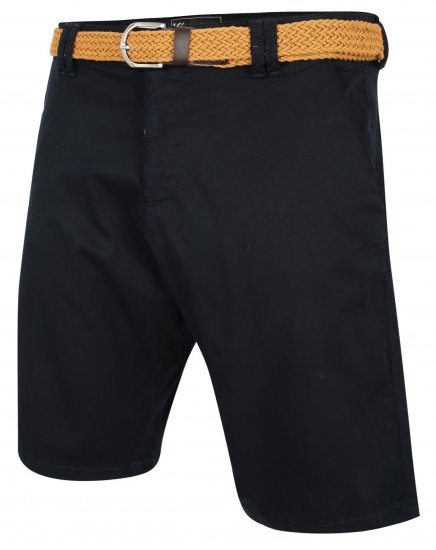 Kam Jeans 3401 Belted Oxford Stretch Chino Shorts Navy - Šortky - Šortky W40-W60