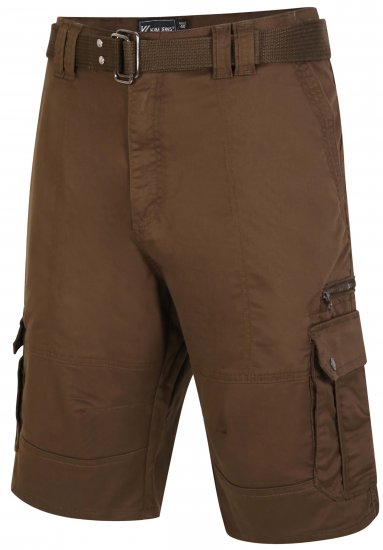Kam Jeans 343 Cargo Stretch Shorts with Belt Khaki - Šortky - Šortky W40-W60