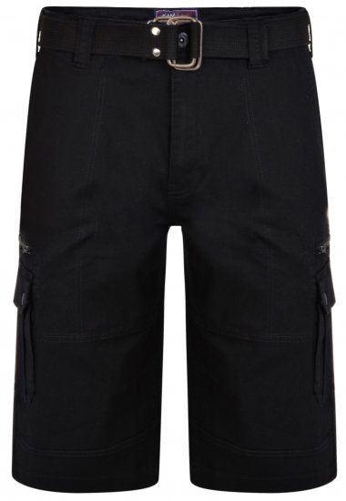 Kam Jeans 343 Cargo Stretch Shorts with Belt Black - Šortky - Šortky W40-W60