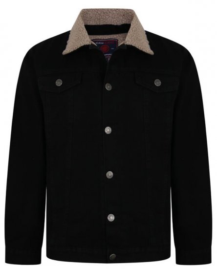 Kam Jeans 406 Sherpa Lined Denim Jacket Black - Bundy - Bundy Nadmerné Veľkosti 2XL-8XL