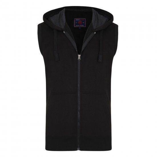 Kam Jeans Sleeveless Zip Thru Hoody Black - Mikiny & mikiny bez kapucne - Mikiny & Mikiny s Kapucňou 2XL-12XL