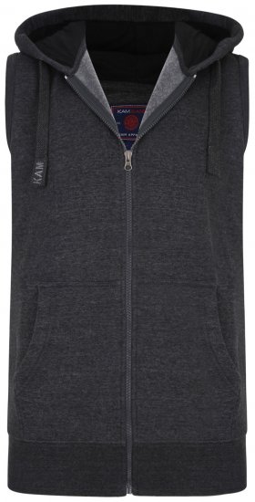 Kam Jeans Sleeveless Zip Thru Hoody Charcoal - Mikiny & mikiny bez kapucne - Mikiny & Mikiny s Kapucňou 2XL-12XL