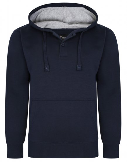 Kam Jeans 508B 1/4 Button Hoodie Navy - Mikiny & mikiny bez kapucne - Mikiny & Mikiny s Kapucňou 2XL-12XL