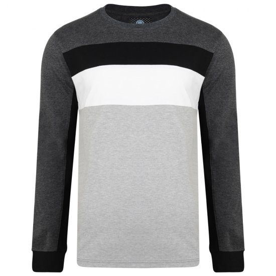 Kam Jeans 5240 Cut and Sew Long Sleeve T-shirt Grey - Tričká - Nadrozmerné tričká - 2XL-14XL