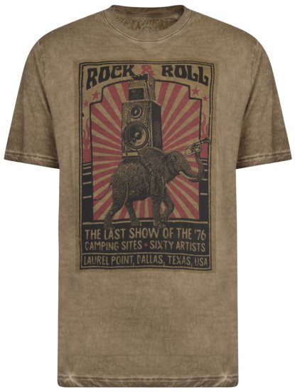 Kam Jeans 5282 Slub Wash T-shirt Olive - Tričká - Nadrozmerné tričká - 2XL-14XL