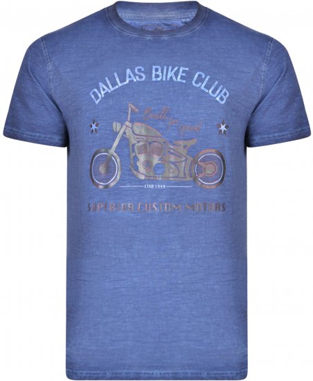 Kam Jeans 5316 Dallas Bike Club T-shirt Indigo Blue - Tričká - Nadrozmerné tričká - 2XL-14XL