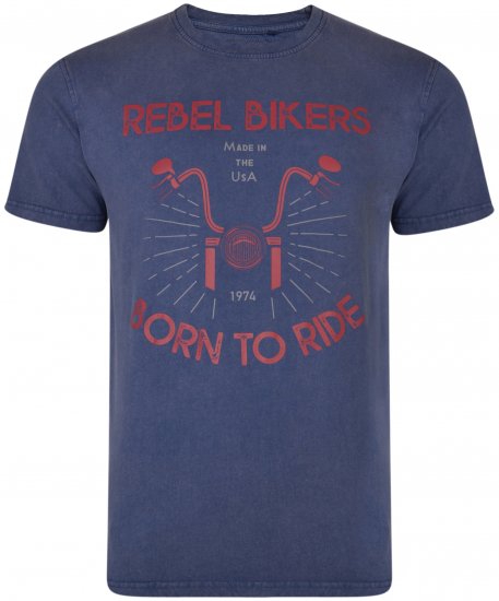 Kam Jeans 5319 Rebel Bikers T-shirt Indigo Blue - Tričká - Nadrozmerné tričká - 2XL-14XL
