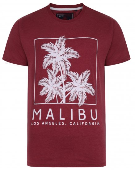 Kam Jeans 5336 Malibu T-Shirt Burgundy - Tričká - Nadrozmerné tričká - 2XL-14XL