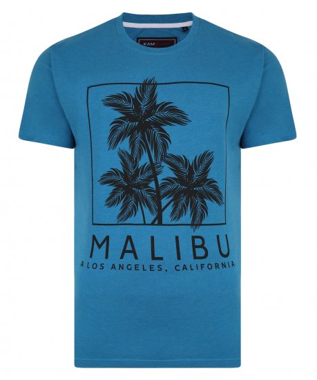 Kam Jeans Malibu Crew Neck Tee Turk Blue - Tričká - Nadrozmerné tričká - 2XL-14XL