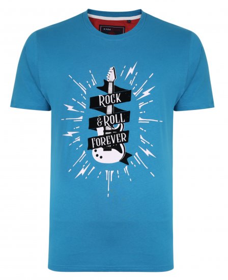 Kam Jeans 5337 Rock & Roll Tee Blue - Tričká - Nadrozmerné tričká - 2XL-14XL