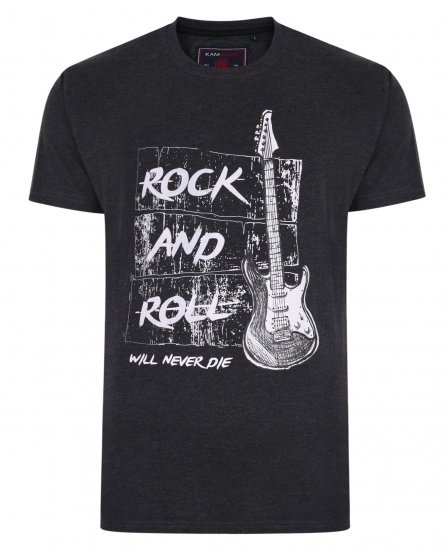 Kam Jeans 5338 Rock And Roll Tee Charcoal - Tričká - Nadrozmerné tričká - 2XL-14XL