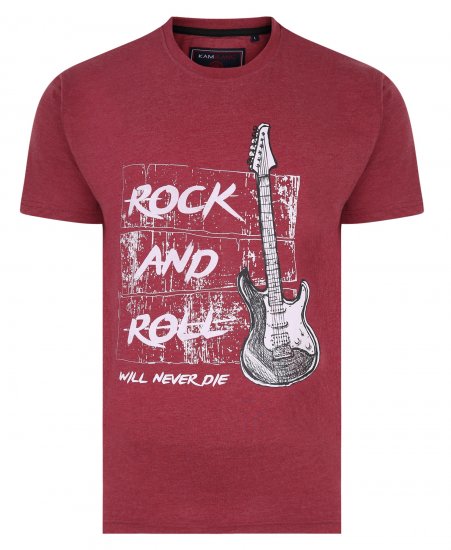 Kam Jeans 5338 Rock And Roll Tee Wine - Tričká - Nadrozmerné tričká - 2XL-14XL