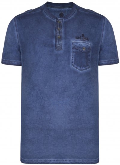 Kam Jeans 5343 Grandad collar T-shirt Indigo - Tričká - Nadrozmerné tričká - 2XL-14XL