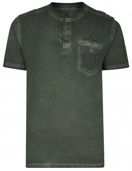 Kam Jeans 5343 Grandad Collar Fashion Tee khaki - Tričká - Nadrozmerné tričká - 2XL-14XL