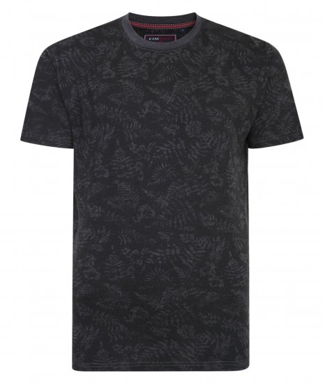 Kam Jeans 5345 Leaf Tee Charcoal - Tričká - Nadrozmerné tričká - 2XL-14XL