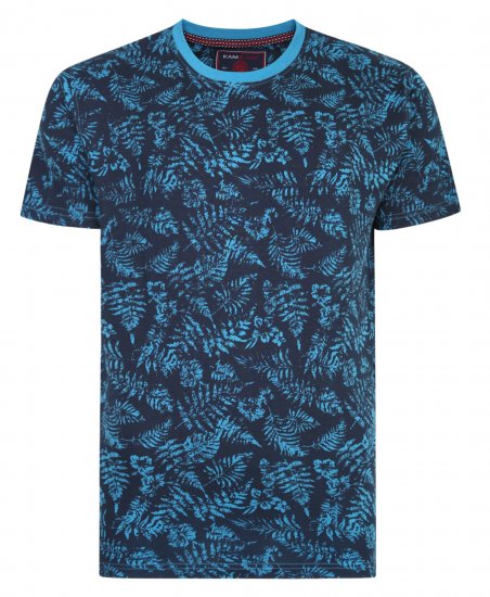 Kam Jeans 5345 Leaf Tee Blue - Tričká - Nadrozmerné tričká - 2XL-14XL