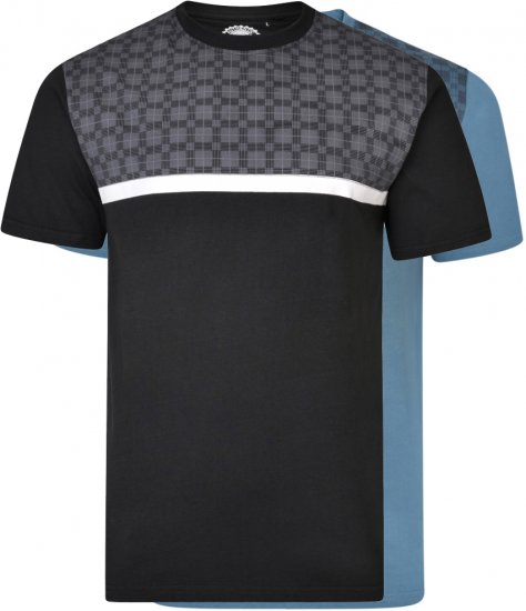 Kam Jeans 5347 Twin pack T-shirt Black/Denim - Tričká - Nadrozmerné tričká - 2XL-14XL