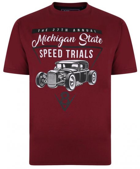 Kam Jeans 5352 Michigan State T-shirt Burgundy - Tričká - Nadrozmerné tričká - 2XL-14XL