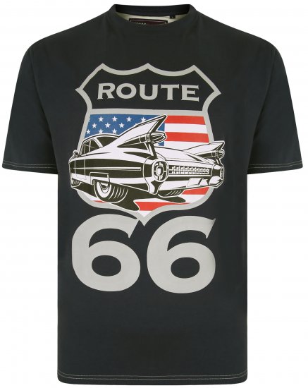 Kam Jeans 5353 Route 66 Print T-shirt Black - Tričká - Nadrozmerné tričká - 2XL-14XL