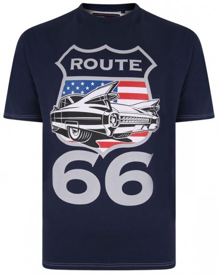 Kam Jeans 5353 Route 66 Print T-shirt Indigo - Tričká - Nadrozmerné tričká - 2XL-14XL