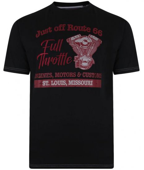 Kam Jeans 5354 Full Throttle Print T-shirt Black - Tričká - Nadrozmerné tričká - 2XL-14XL