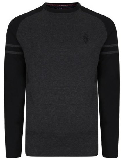 Kam Jeans 5359 LS Raglan Baseball Top Charcoal - Tričká - Nadrozmerné tričká - 2XL-14XL