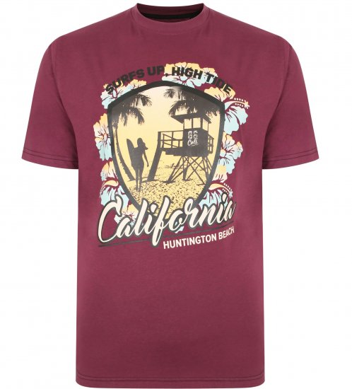 Kam Jeans 5368 California Print T-shirt Plum - Tričká - Nadrozmerné tričká - 2XL-14XL