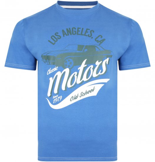 Kam Jeans 5369 Motors Print T-shirt Blue - Tričká - Nadrozmerné tričká - 2XL-14XL