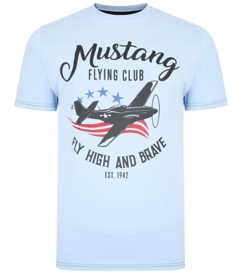 Kam Jeans Mustang Flying Club T-shirt Sky - Tričká - Nadrozmerné tričká - 2XL-14XL