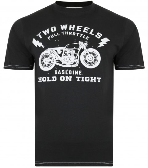 Kam Jeans 5371 Motorbike Print T-shirt Black - Tričká - Nadrozmerné tričká - 2XL-14XL
