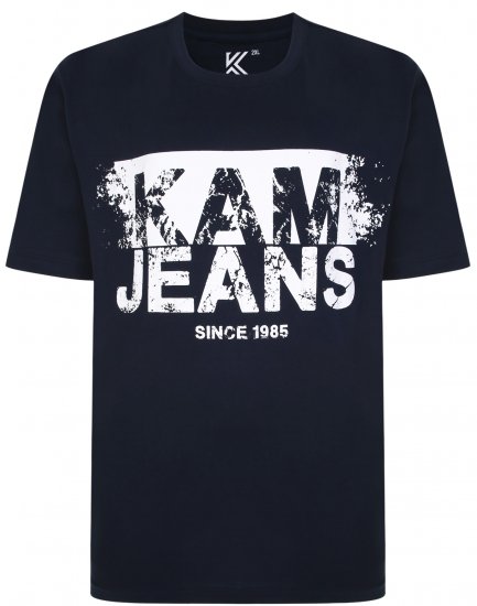 Kam Jeans 5384 Kam Logo Printed Tee Navy - Tričká - Nadrozmerné tričká - 2XL-14XL