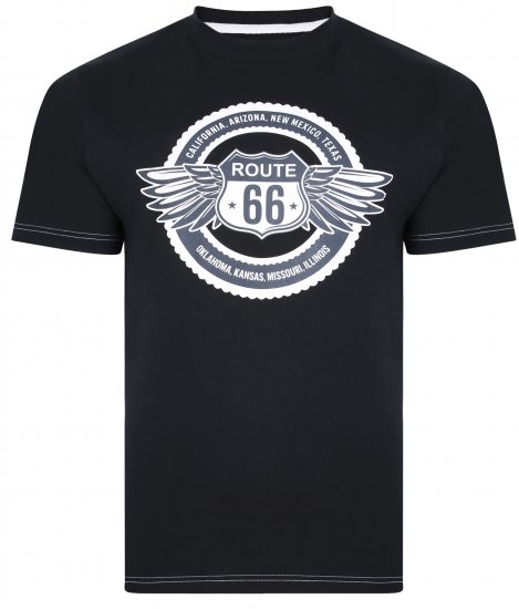 Kam Jeans 5388 Route 66 T-Shirt Black - Tričká - Nadrozmerné tričká - 2XL-14XL