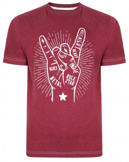 Kam Jeans 5390 Rock Star Print T-Shirt Burgundy - Tričká - Nadrozmerné tričká - 2XL-14XL