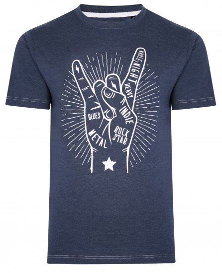 Kam Jeans 5390 Rock Star Print T-Shirt Indigo - Tričká - Nadrozmerné tričká - 2XL-14XL