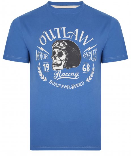 Kam Jeans 5391 Outlaws Skull Print T-Shirt Blue - Tričká - Nadrozmerné tričká - 2XL-14XL