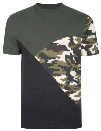 Kam Jeans 5394 Cut & Saw Camo Panel T-Shirt Khaki - Tričká - Nadrozmerné tričká - 2XL-14XL