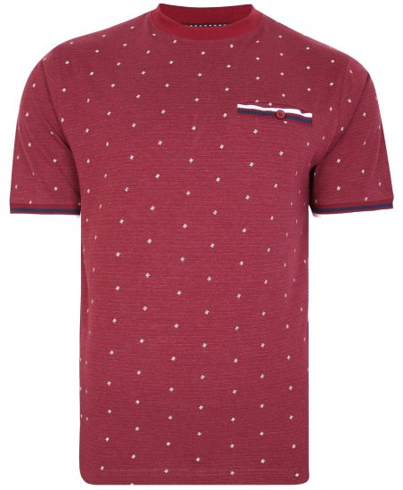 Kam Jeans 5396 Drop Needle Jersey Tee With Dobby Print Burgundy - Tričká - Nadrozmerné tričká - 2XL-14XL