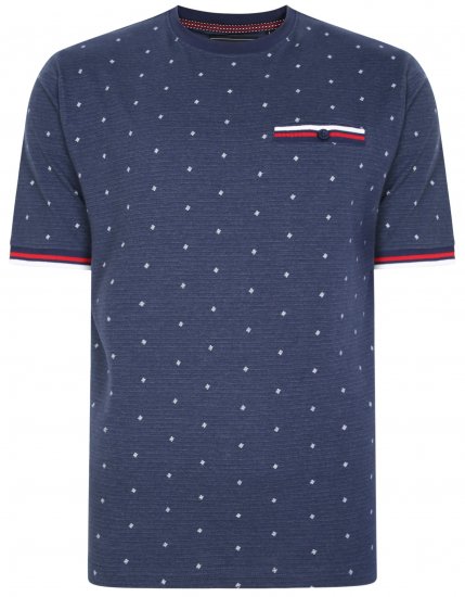 Kam Jeans 5396 Drop Needle Jersey Tee With Dobby Print Navy - Tričká - Nadrozmerné tričká - 2XL-14XL