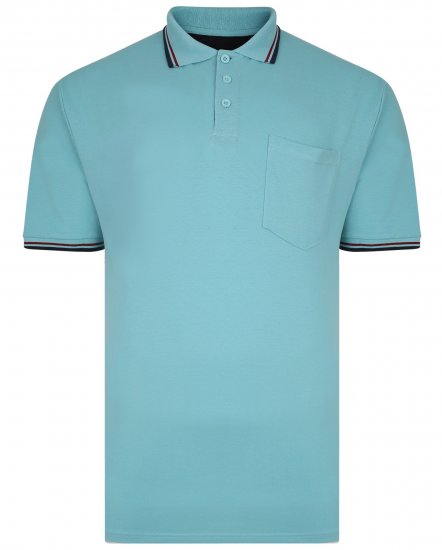 Kam Jeans 5400B Tipped Polo with Pocket Aqua - Polokošele - Polokošele 2XL-8XL