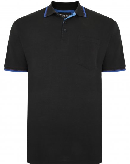 Kam Jeans 5400C Tipped Polo with Pocket Black - Polokošele - Polokošele 2XL-8XL