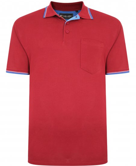 Kam Jeans 5400C Tipped Polo with Pocket Burgundy - Polokošele - Polokošele 2XL-8XL