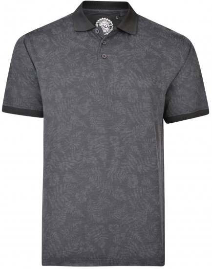 Kam Jeans 5418 Leaf print Polo Charcoal - Polokošele - Polokošele 2XL-8XL