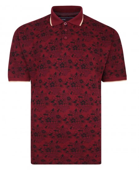 Kam Jeans Floral Print Polo Wine - Polokošele - Polokošele 2XL-8XL