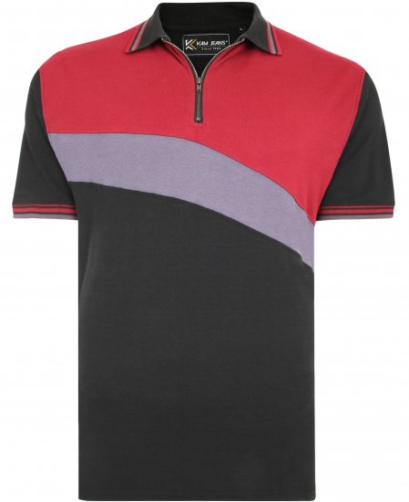 Kam Jeans 5448 Cut & Saw Polo with Zip Black - Polokošele - Polokošele 2XL-8XL