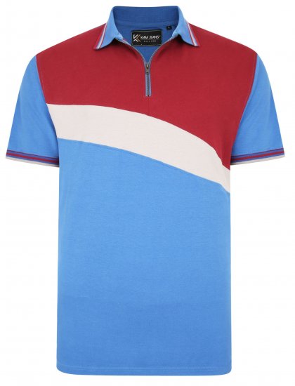 Kam Jeans 5448 Cut & Saw Polo with 1/4 Zip Blue - Polokošele - Polokošele 2XL-8XL