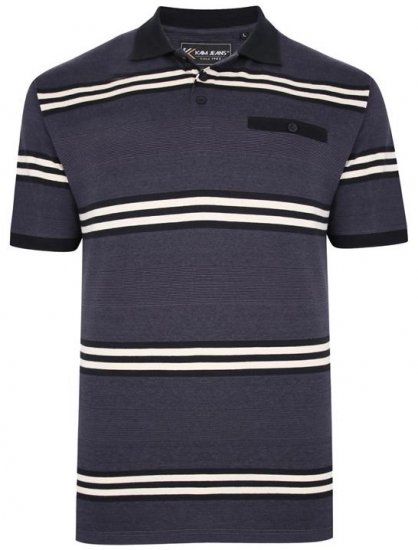 Kam Jeans 5452 Yarn Dye Srtipe Polo Charcoal - Polokošele - Polokošele 2XL-8XL